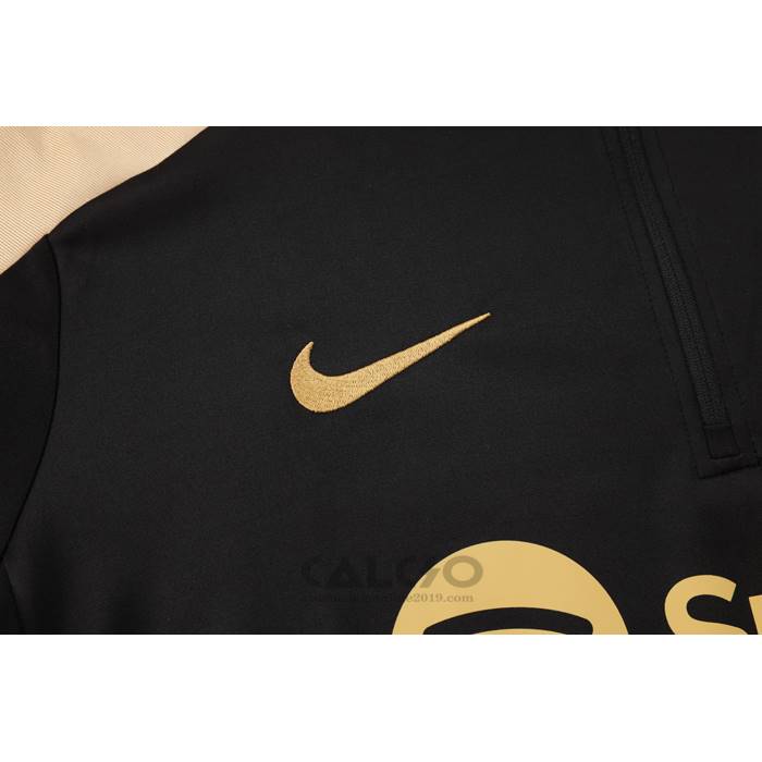 Tuta da Track di Felpa FC Barcellona Bambino 2024-2025 Nero Oro
